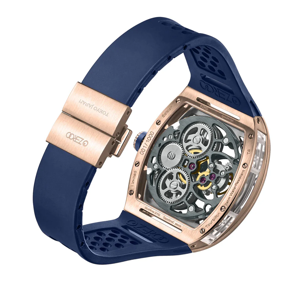Zeroo Time T4 The Archer Full Skeleton Tourbillon Watch in Rose and Blue - Image 4