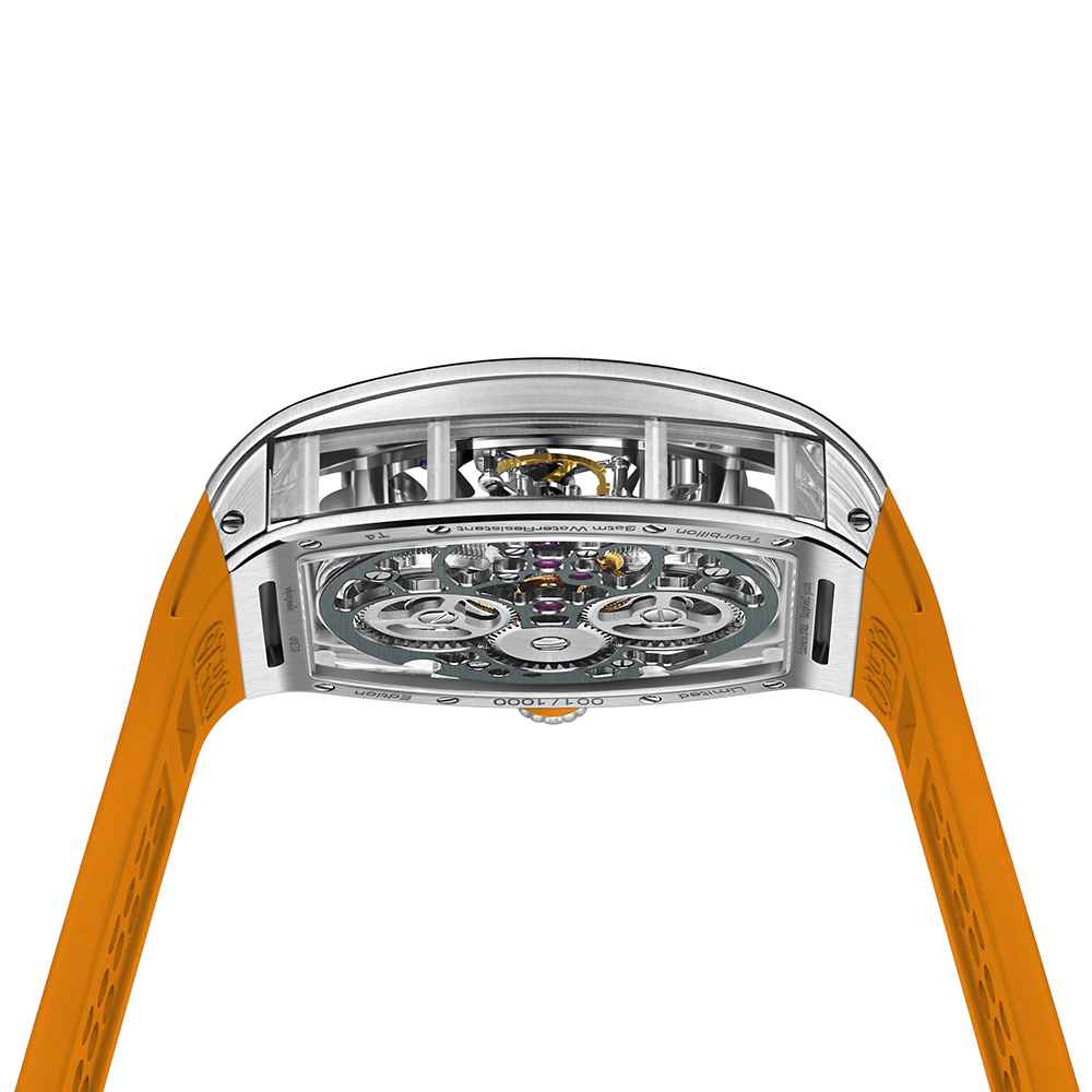 Zeroo Time T4 The Archer Full Skeleton Tourbillon Watch in Steel and Orange - Image 10