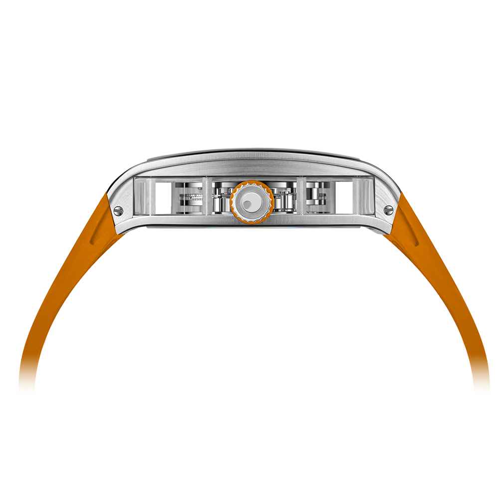 Zeroo Time T4 The Archer Full Skeleton Tourbillon Watch in Steel and Orange - Image 9
