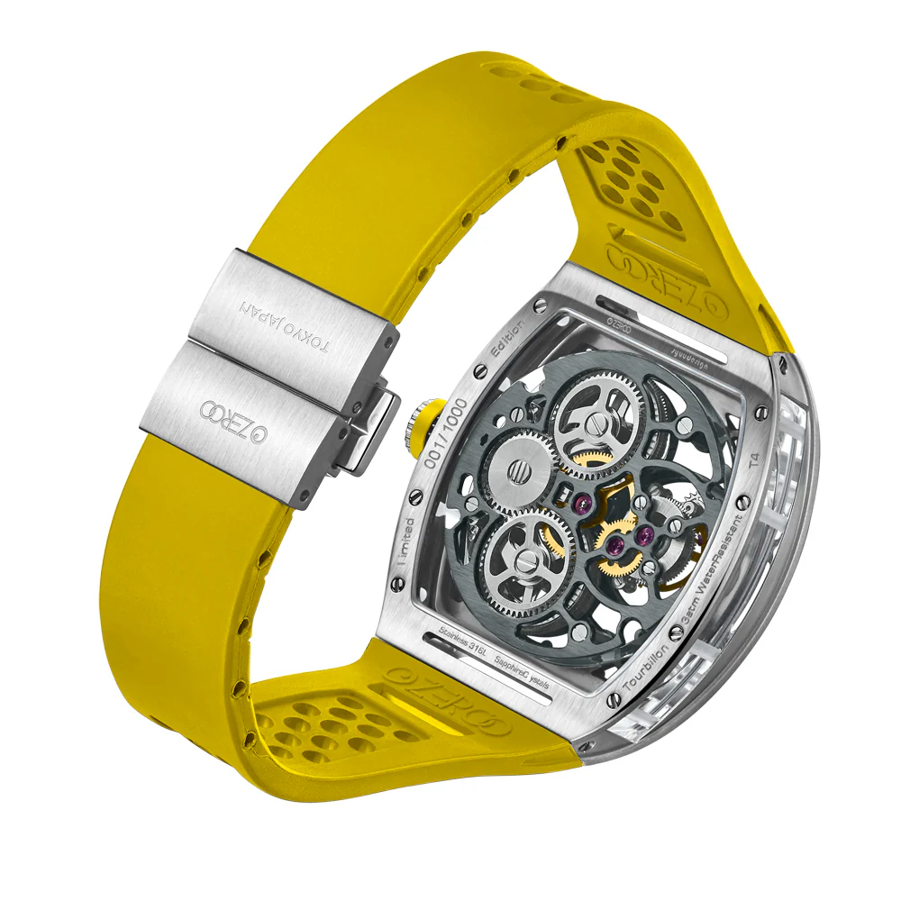 Zeroo Time T4 The Archer Full Skeleton Tourbillon Watch in Steel and Yellow - Image 4