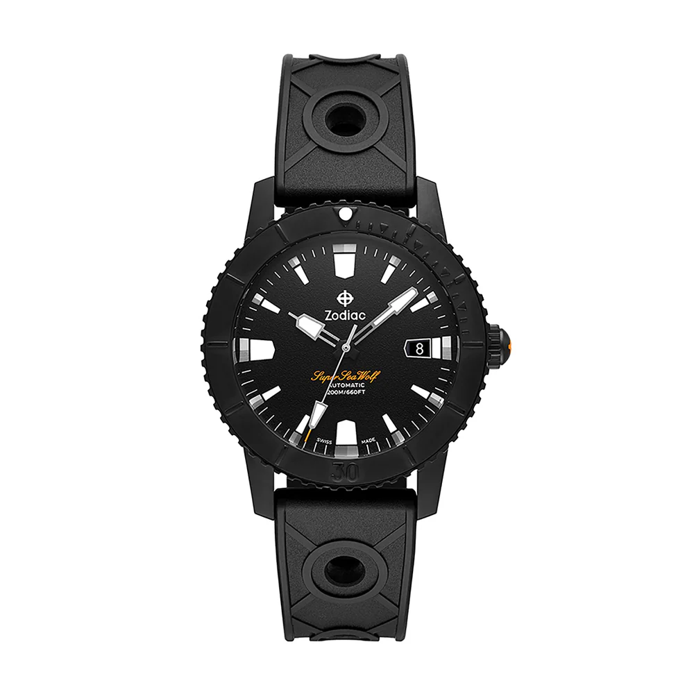 Zodiac Super Sea Wolf 53 Compression Automatic Black Rubber Watch