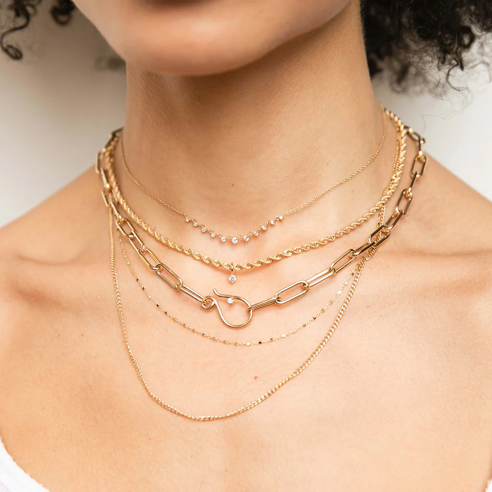 Zoe Chicco 11 Linked Graduated Prong Diamond Necklace 14K Yellow Gold - Image 2