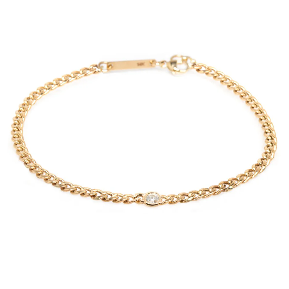 Zoe Chicco 14K Yellow Gold Small Curb Chain Diamond Bracelet