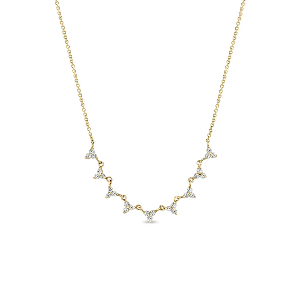 Zoe Chicco 9 Linked Diamond Trio Necklace 14K Yellow Gold