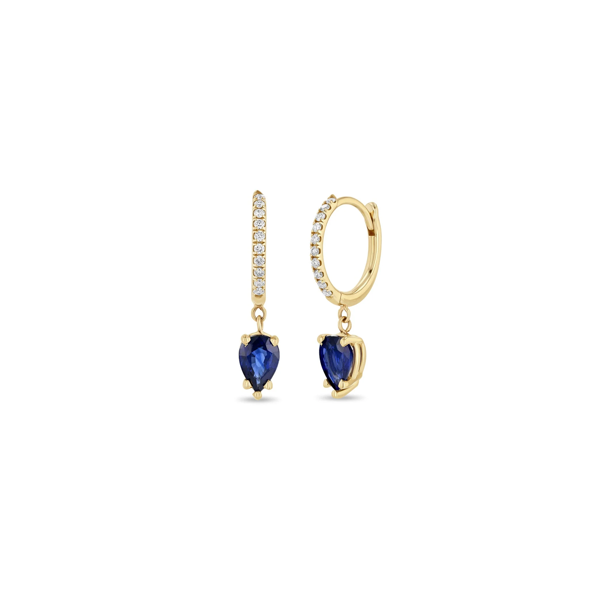 Zoe Chicco Blue Sapphire and Diamond Huggie Hoop Earrings