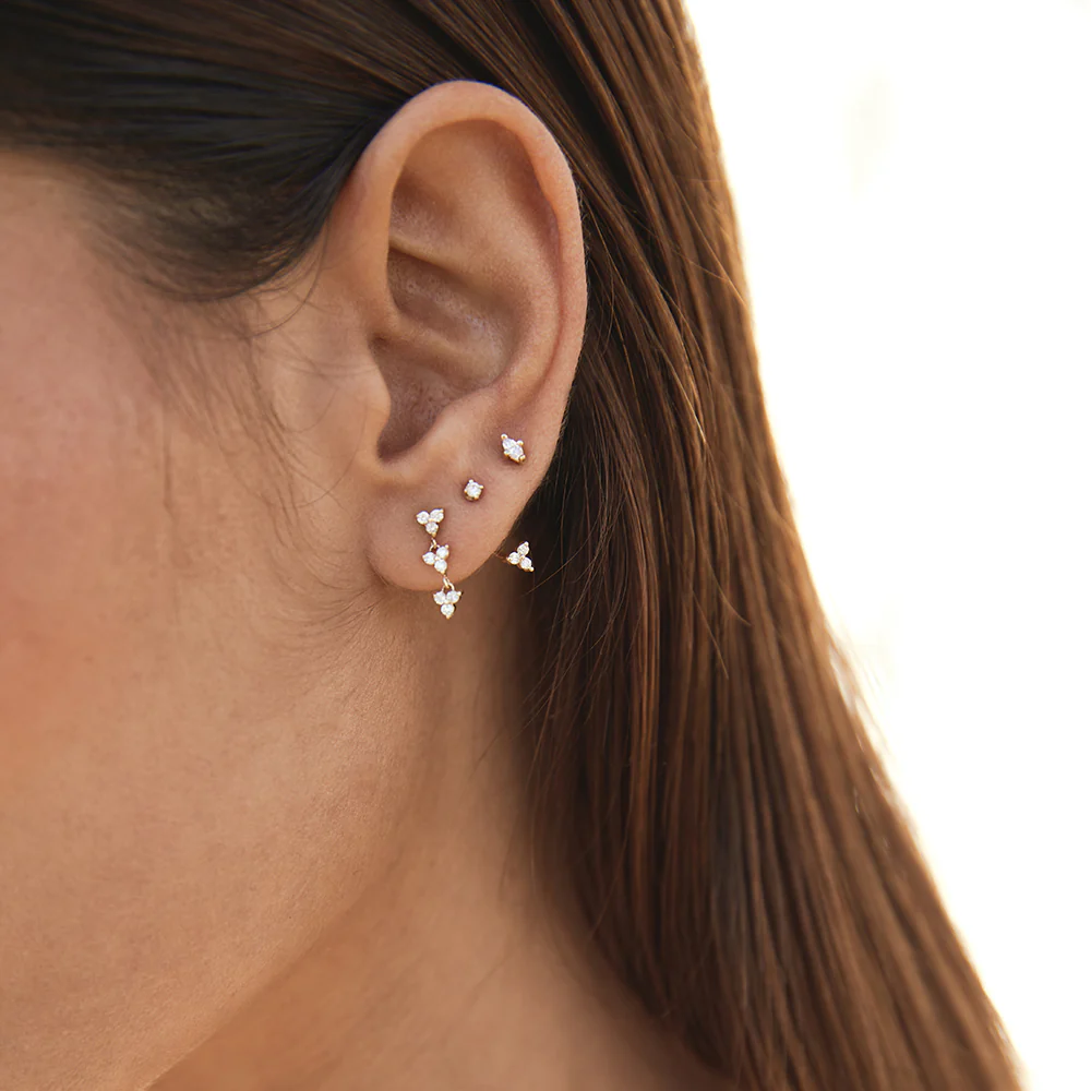 Zoe Chicco Diamond Stud with Diamond Trio Jacket Earrings - Image 2