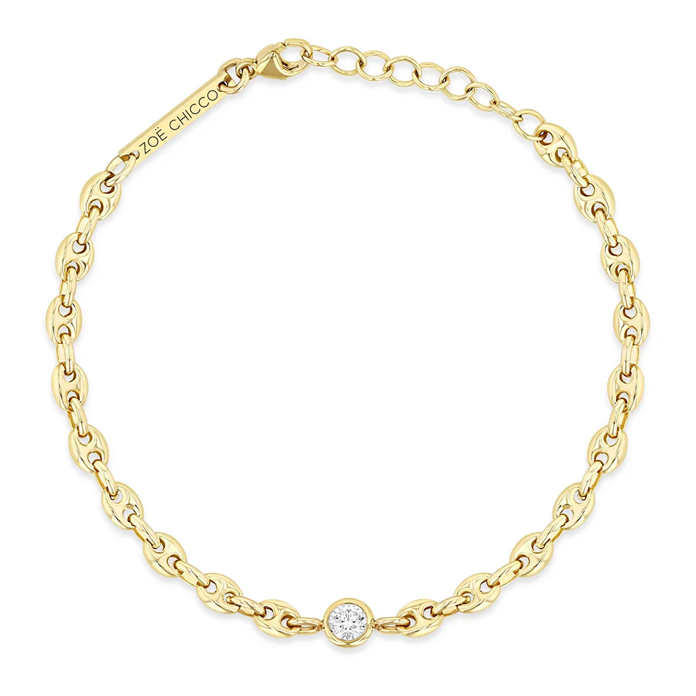 Zoe Chicco Floating Diamond Small Puffed Mariner Chain Bracelet - Image 2