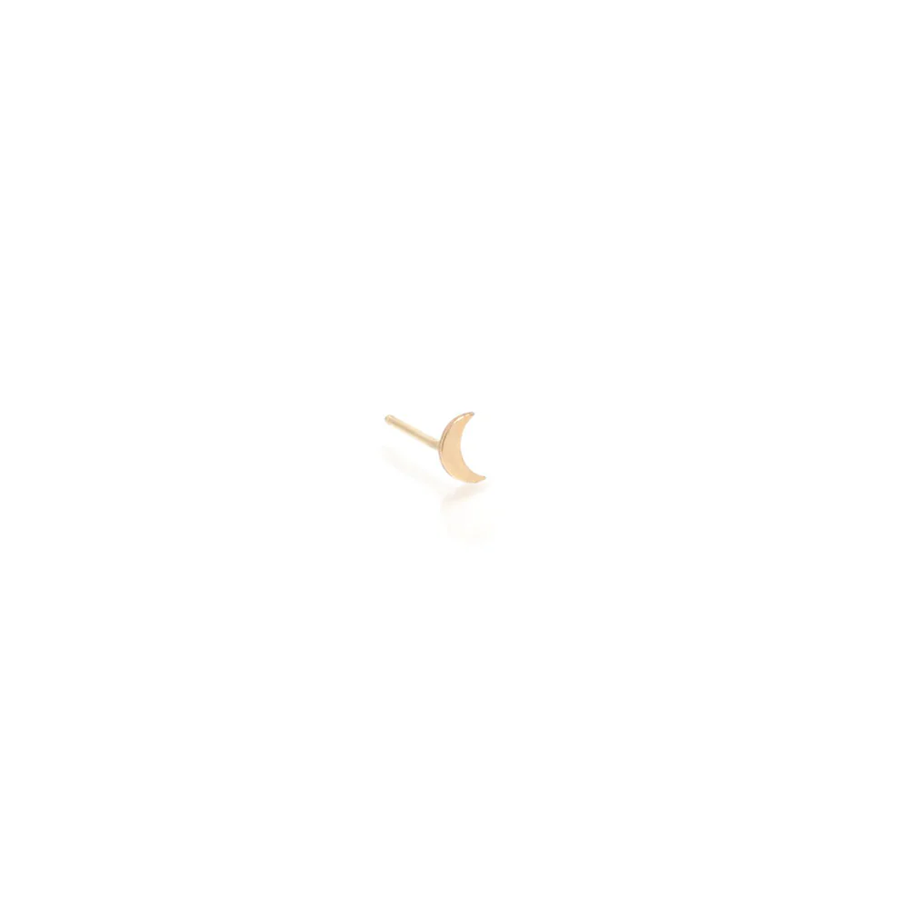 Zoe Chicco Itty Bitty 14K Yellow Gold Crescent Moon Stud Earring