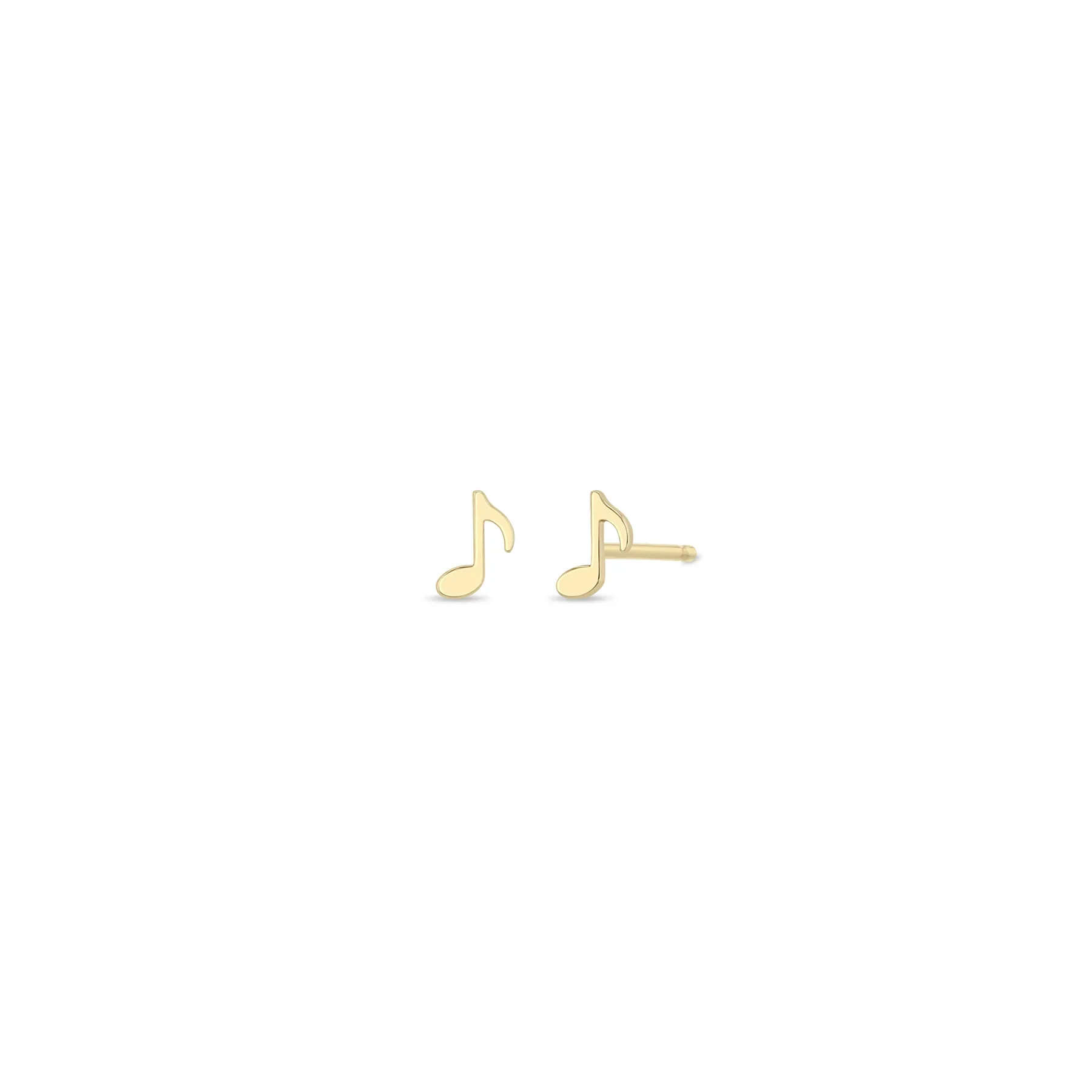 Zoe Chicco Itty Bitty Music Note Stud Earrings 14K Yellow Gold