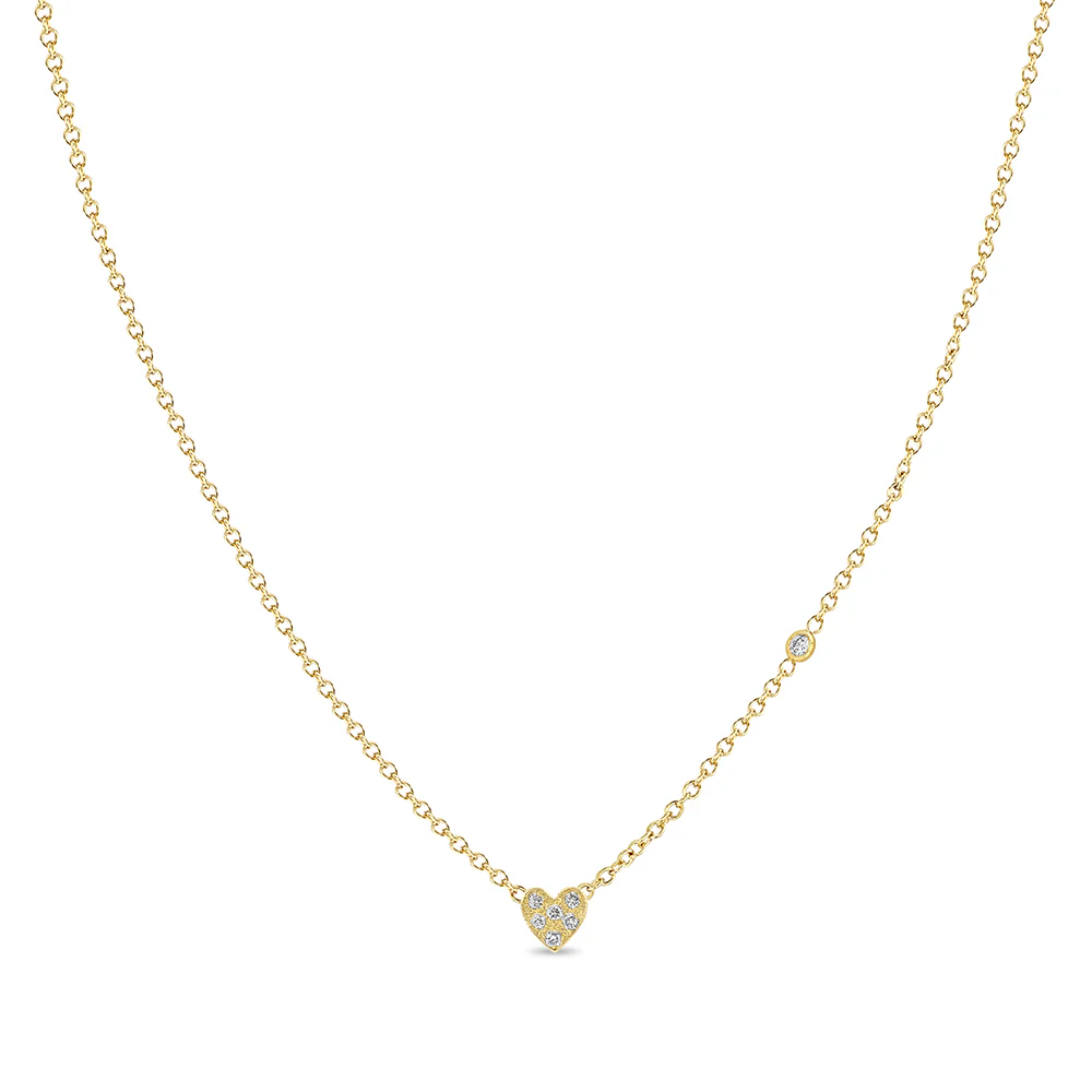 Zoe Chicco Itty Bitty Pave Floating Diamond Heart Necklace
