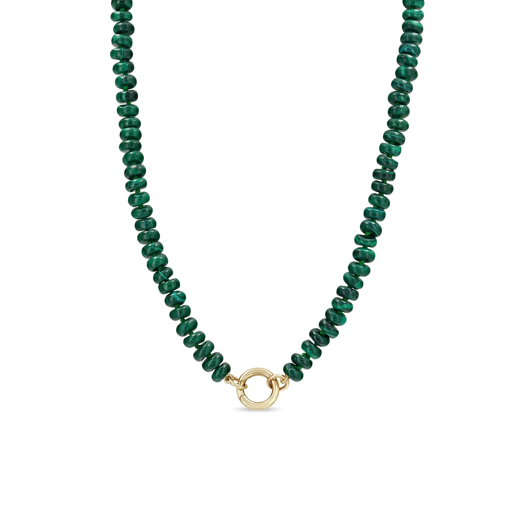 Zoe Chicco Malachite Rondelle Bead Round Enhancer Necklace 14K Yellow Gold