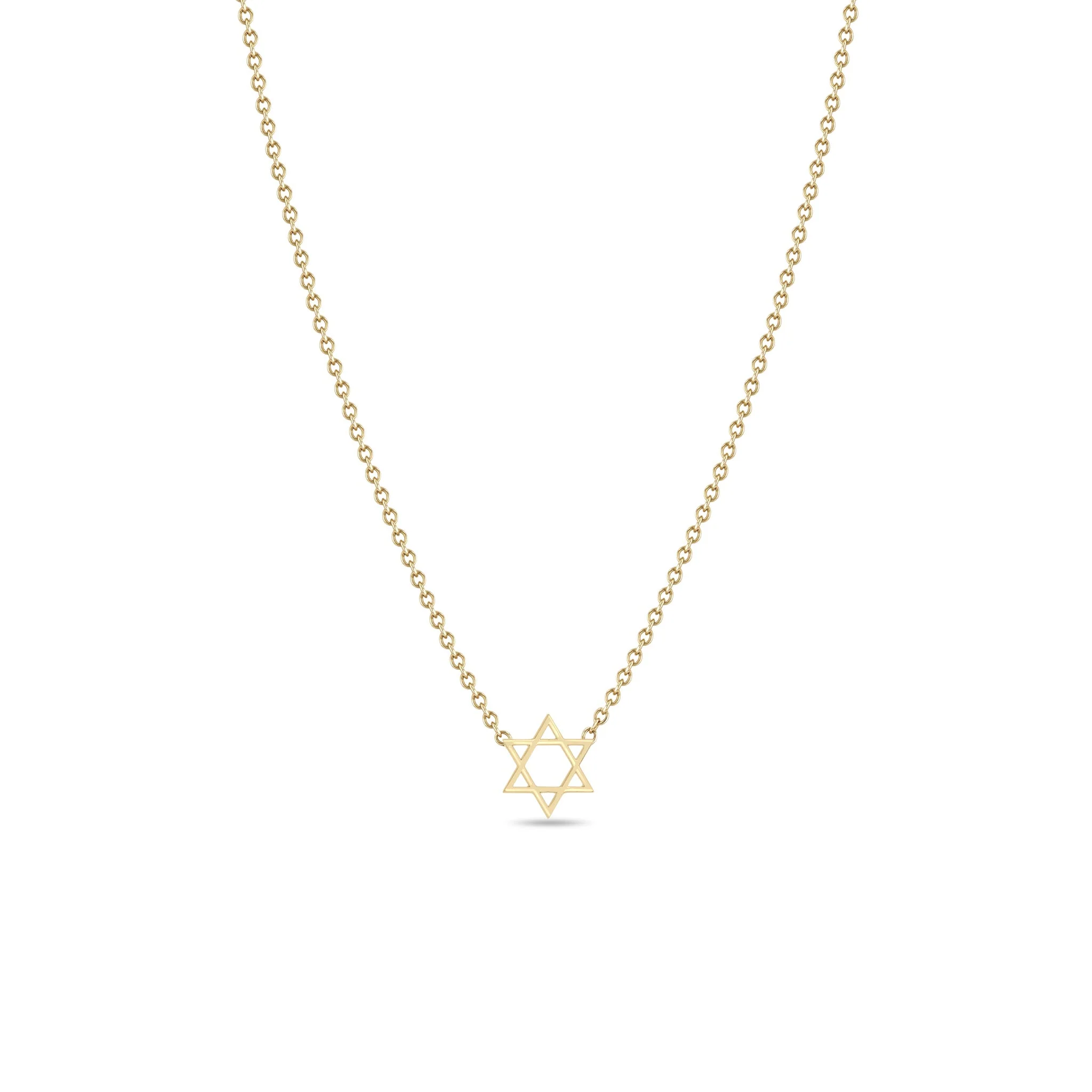 Zoe Chicco Midi Bitty Star of David Necklace 14K Yellow Gold