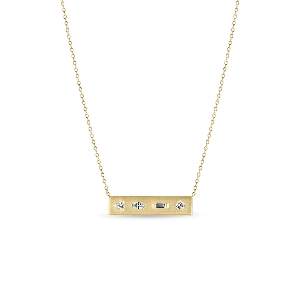 Zoe Chicco Mosaic Diamond Horizontal Bar Necklace