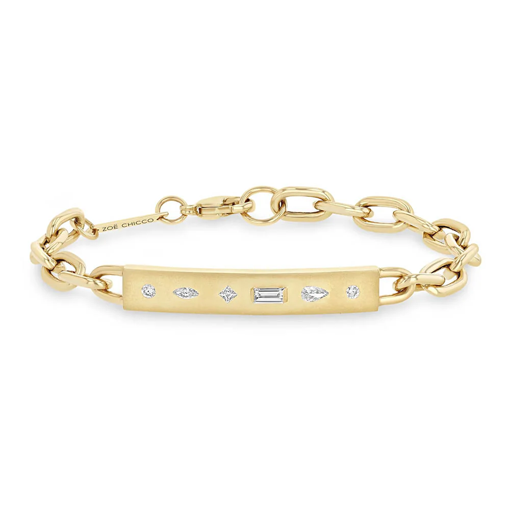 Zoe Chicco Mosaic Diamond ID Bar Bracelet