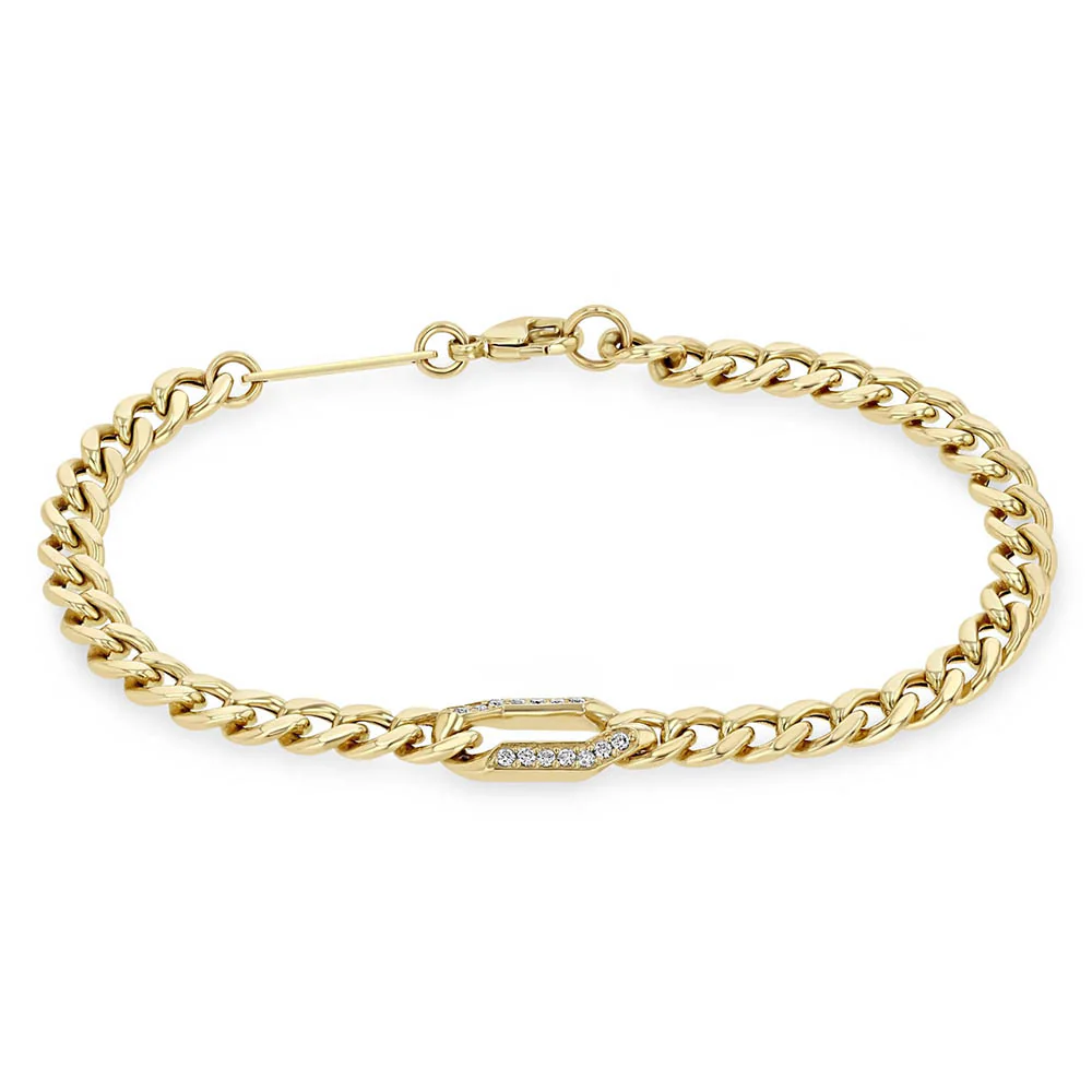 Zoe Chicco Pave Diamond Oval Link Medium Chain Bracelet