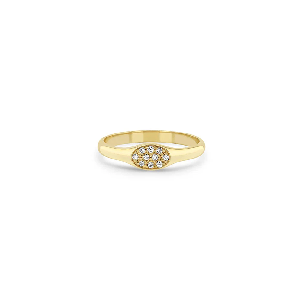 Zoe Chicco Pave Diamond Oval Signet Ring