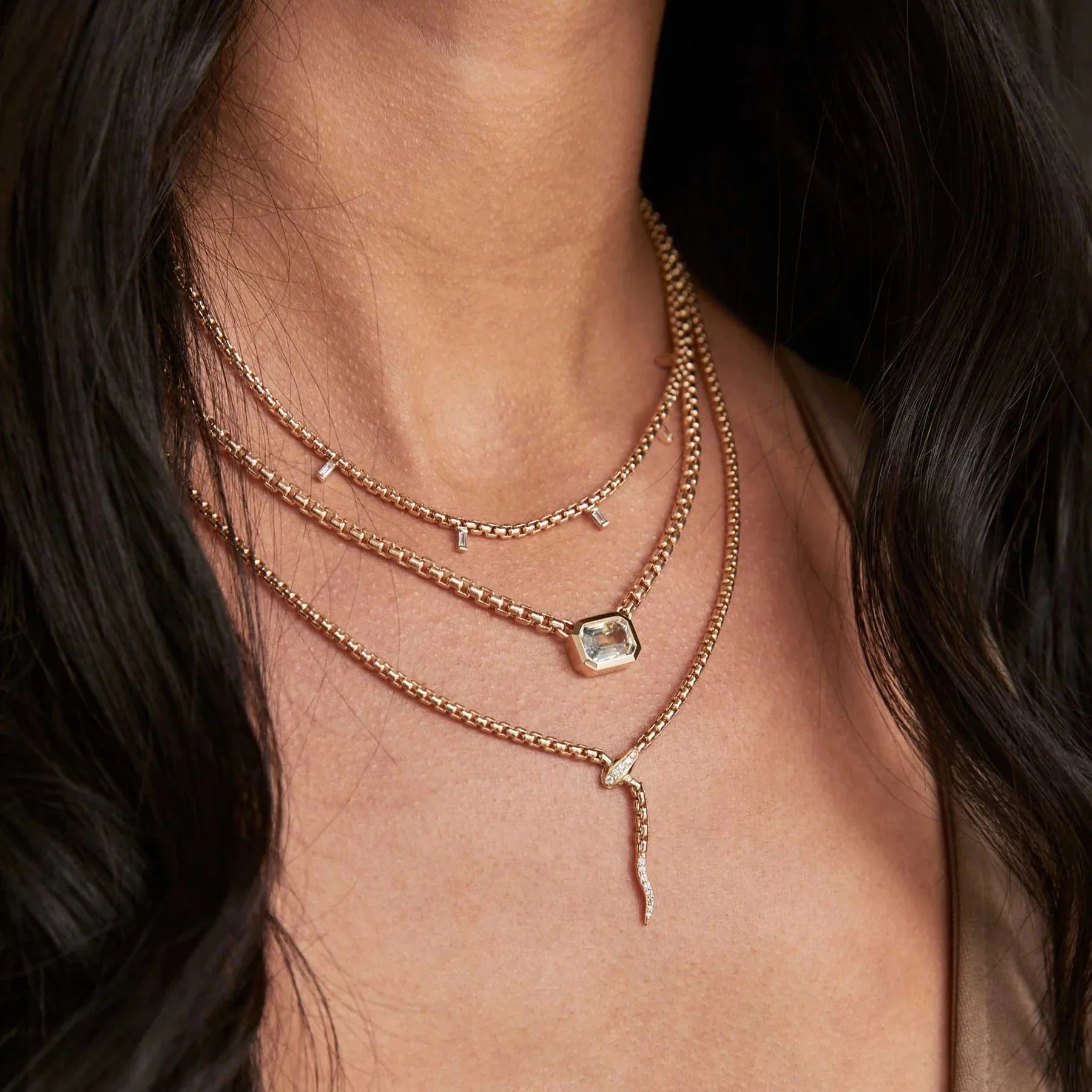 Zoe Chicco Pavé Diamond Snake Lariat Necklace 14K Yellow Gold - Image 2