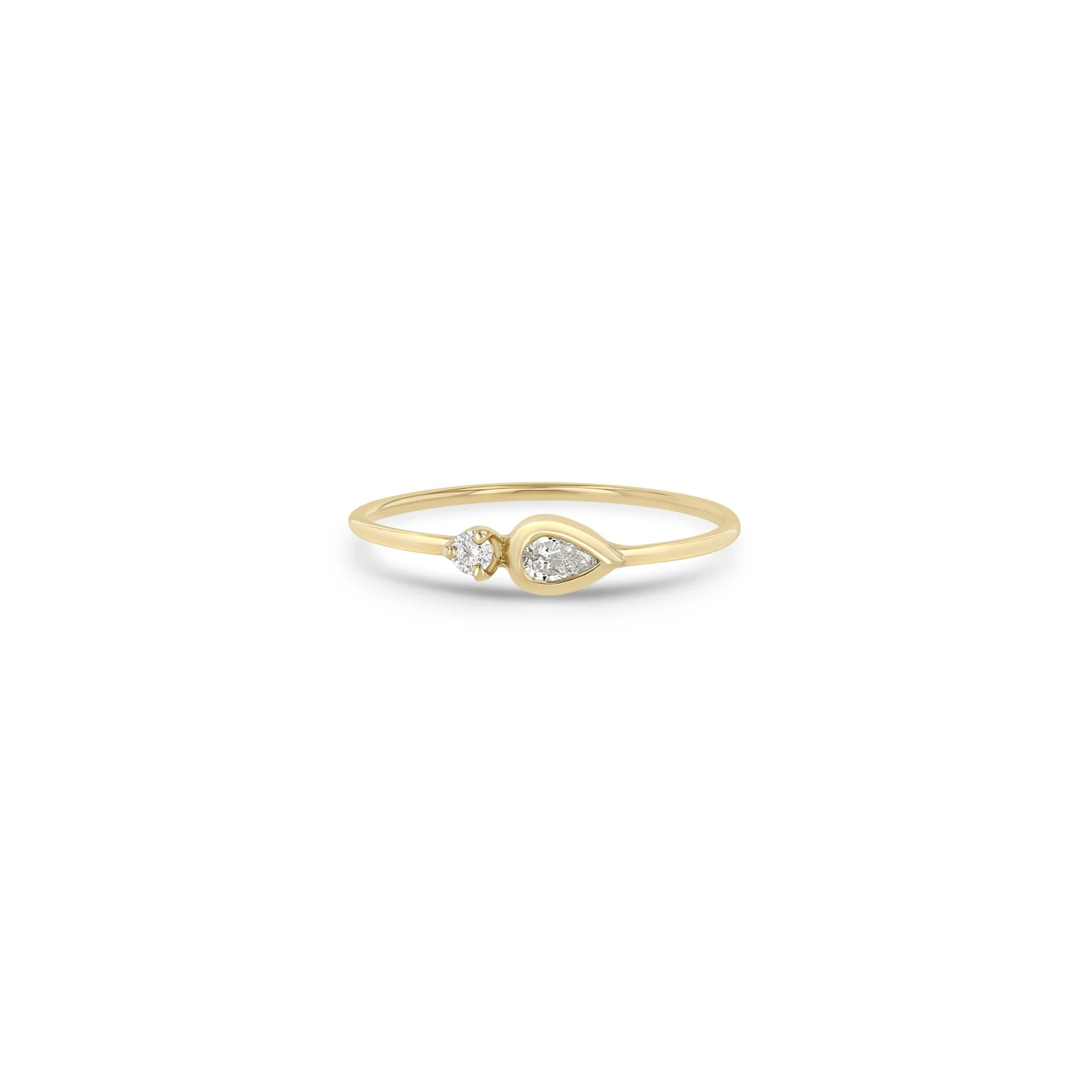 Zoe Chicco Pear and Round Diamond Stackable Ring 14K Yellow Gold