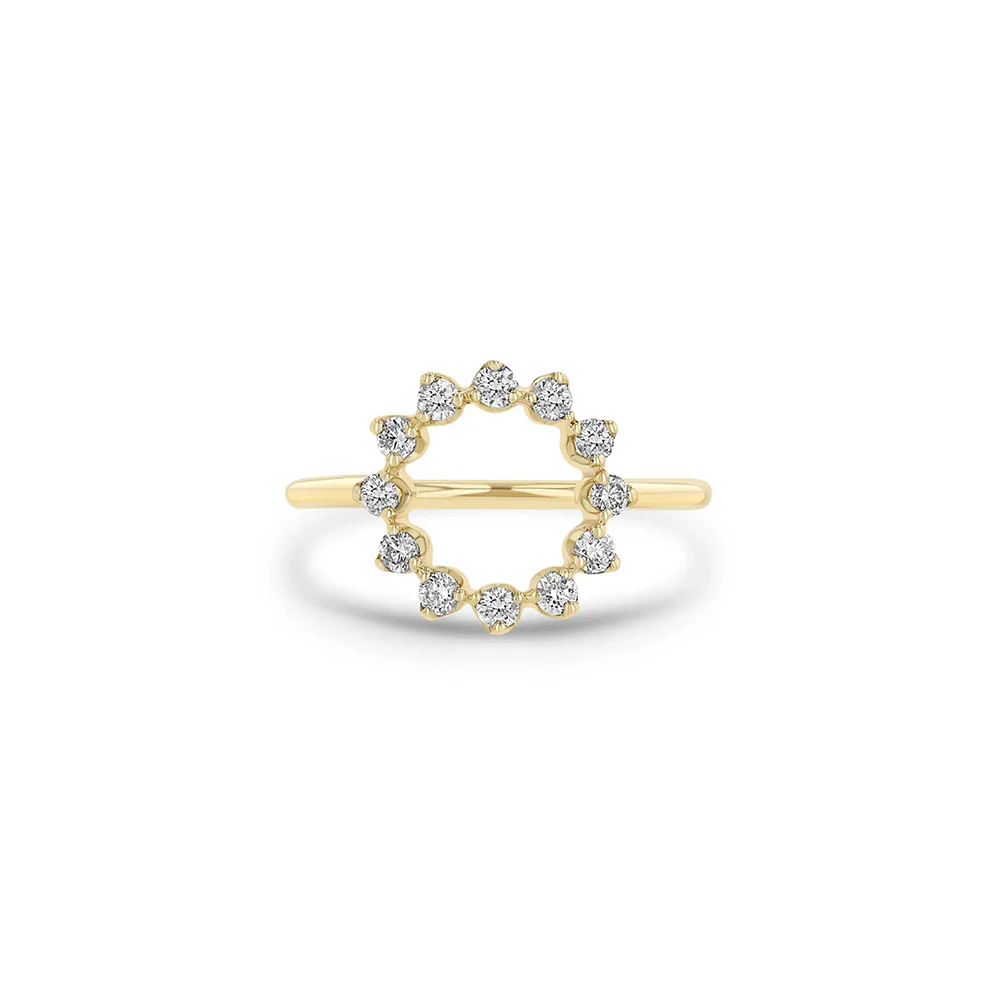Zoe Chicco Prong Diamond Circle Ring 14K Yellow Gold