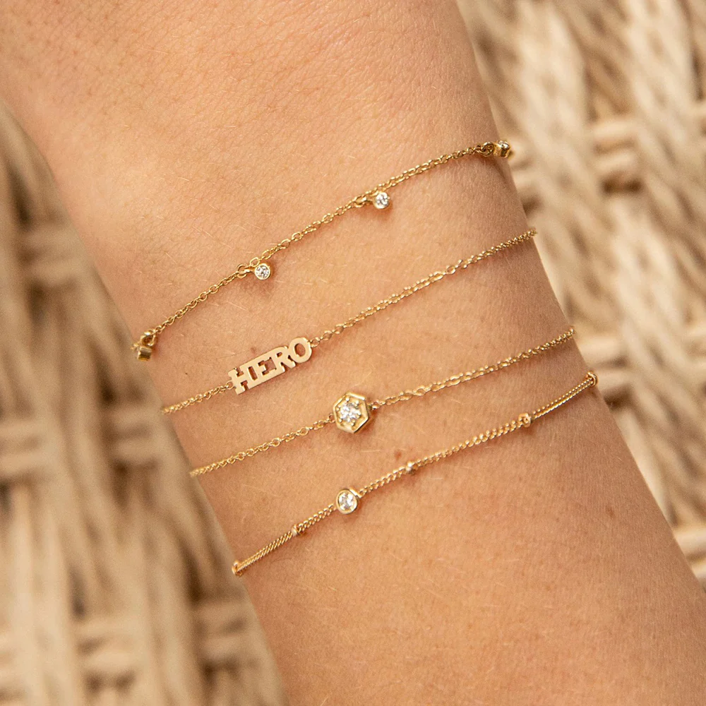 Zoe Chicco Satellite Chain Bracelet with Floating Diamond - Image 2