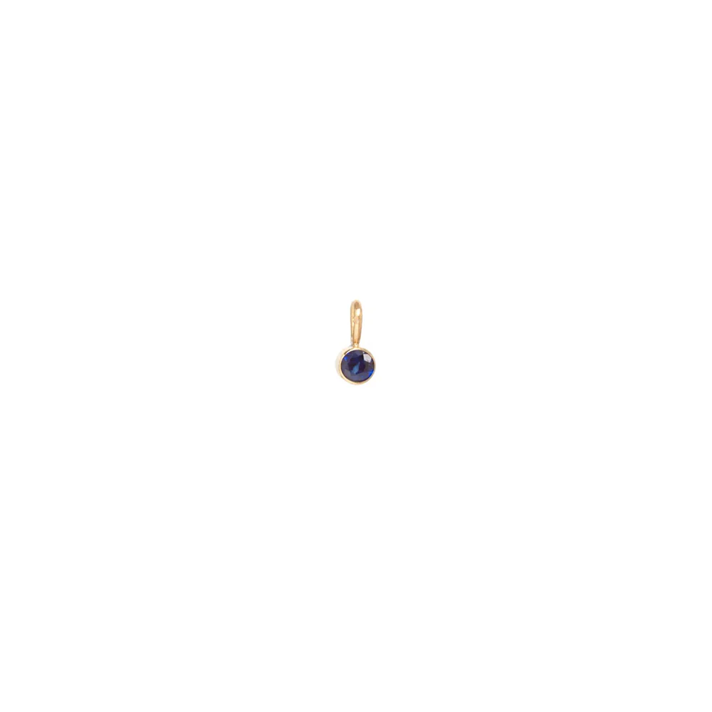 Zoe Chicco Single Blue Sapphire Charm 14K Yellow Gold