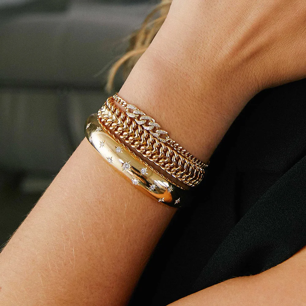 Zoe Chicco Small and Large Curb Link Pave Diamond Chain Bracelet - Image 2