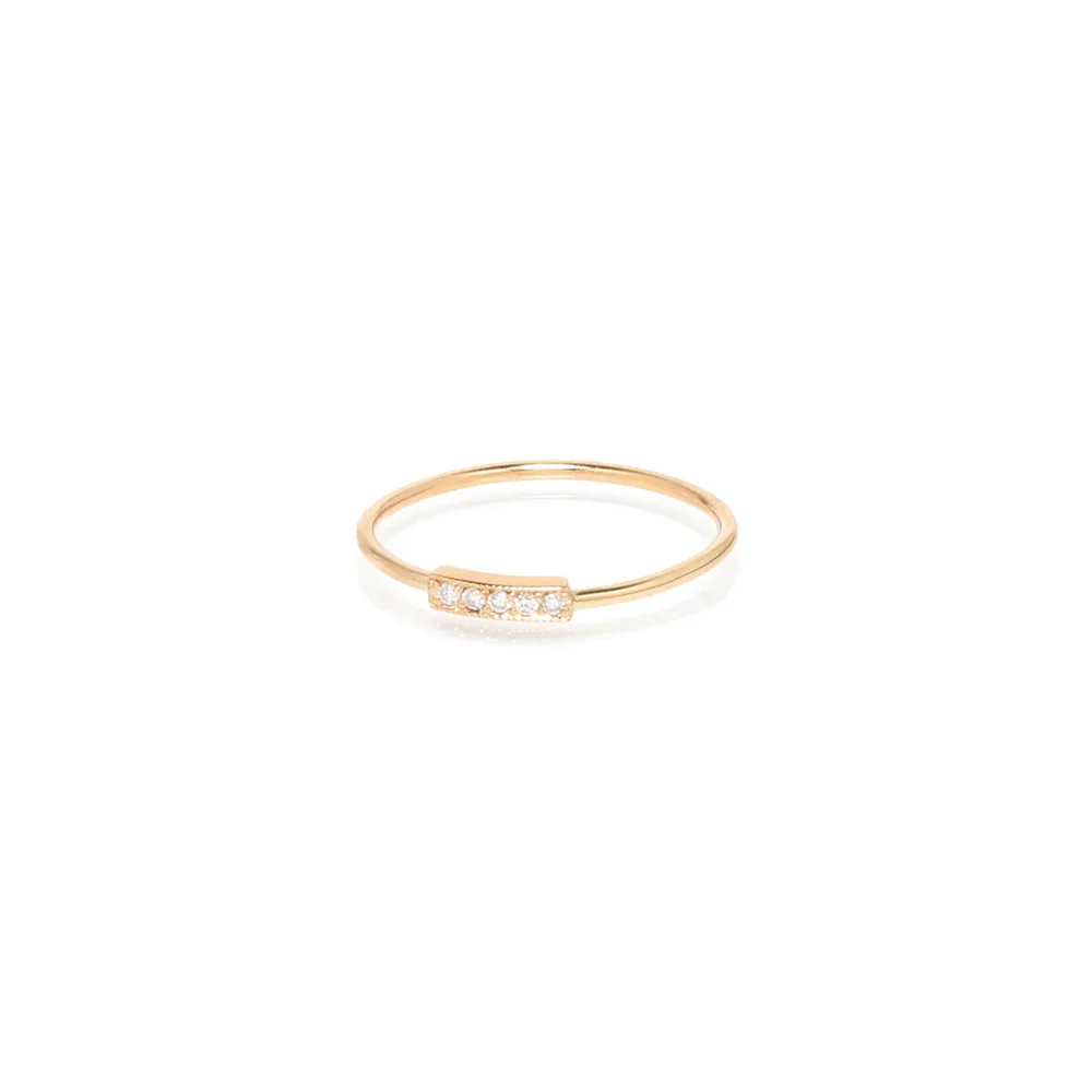 Zoe Chicco Small Horizontal Pavé Bar Ring 14K Yellow Gold