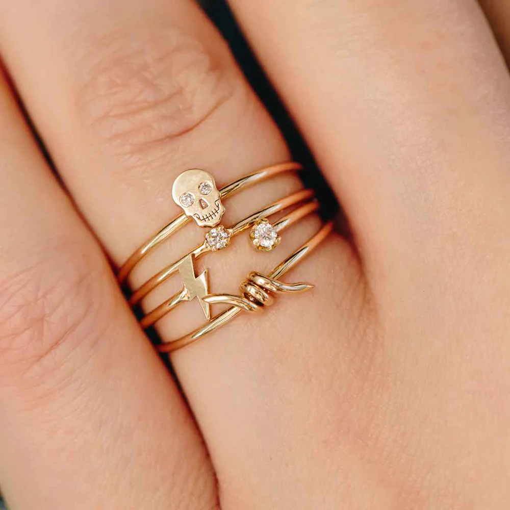 Zoe Chicco Tiny Prong Diamond Ring 14K Yellow Gold - Image 2